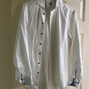Men's White Dress Shirt with Contrast Trim - Unknown Brand